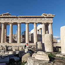 ATHENS, GREECE - JANUARY 20 2017:  Amazing view of The Parthenon in the Acropolis of Athens, Attica, Greece