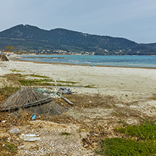 Panoramic view of Golden beach, Thassos island, East Macedonia and Thrace, Greece