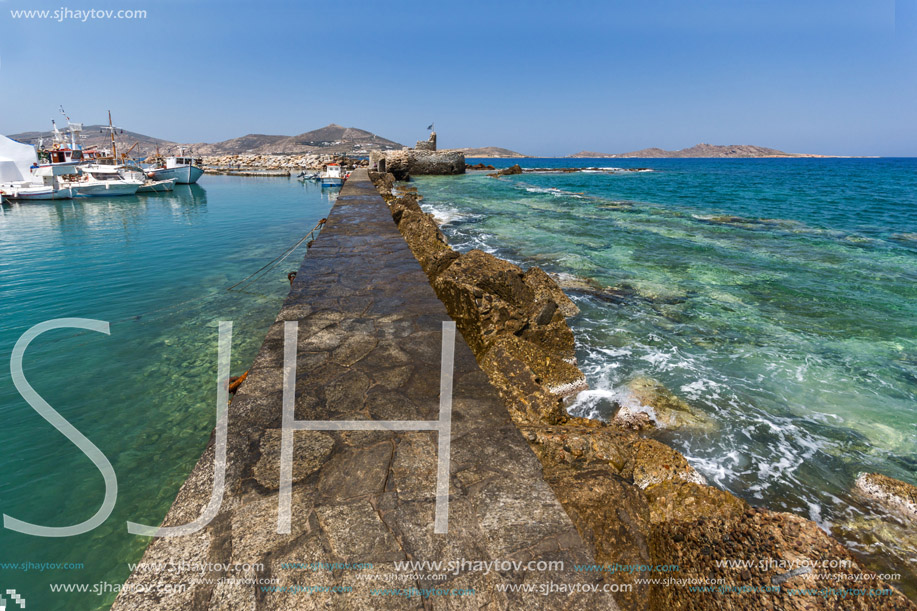 Venetian fortress and small port in Naoussa town, Paros island, Cyclades, Greece