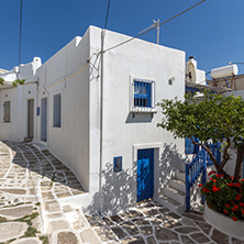 Typical street in town of Naoussa, Paros island, Cyclades, Greece