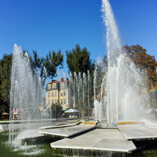 PLEVEN, BULGARIA - 20 SEPTEMBER 2015: Town hall and fountain in center of city of Pleven, Bulgaria