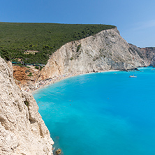 Amazing seascape of blue waters of Porto Katsiki Beach, Lefkada, Ionian Islands, Greece