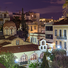 ATHENS, GREECE - JANUARY 19 2017:  Night photo of Agia Aikaterini Church in Athens, Attica, Greece