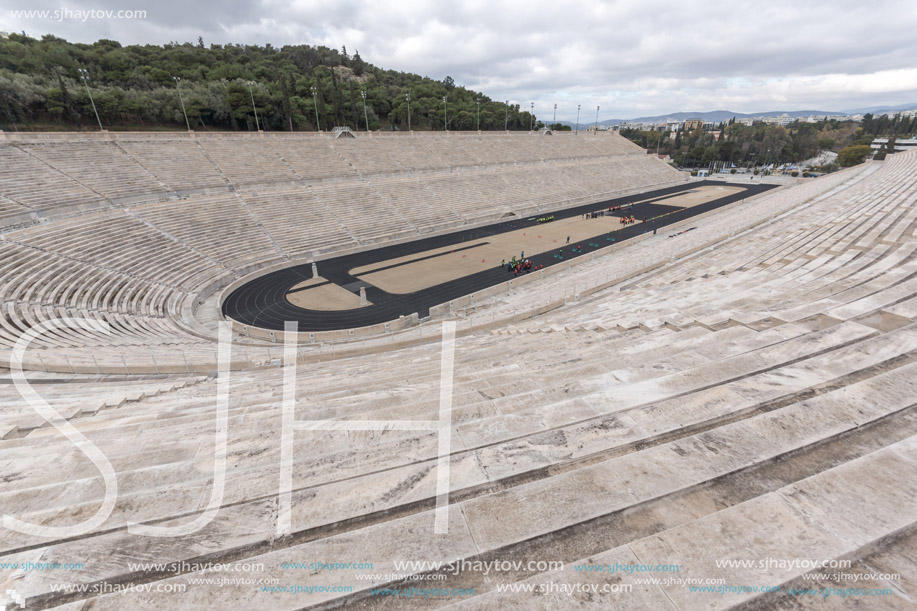 ATHENS, GREECE - JANUARY 20 2017:  Panathenaic stadium or kallimarmaro in Athens,  Attica, Greece