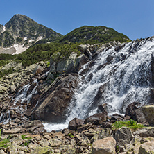 Waterfall and Sivrya peak, Pirin Mountain, Bulgaria