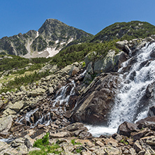 Waterfall and Sivrya peak, Pirin Mountain, Bulgaria