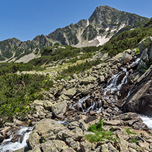 Waterfall and Sivrya peak, Pirin Mountain, Bulgaria