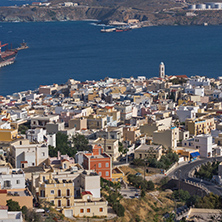 Panoramic view to City of Ermopoli, Syros, Cyclades Islands, Greece