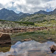 Amazing Panoramic view of Musalenski lakes and Musala peak, Rila mountain, Bulgaria