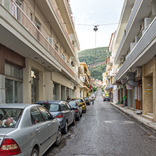 PATRAS, GREECE - MAY 28, 2015:  Typical street in nafpaktos town, Western Greece