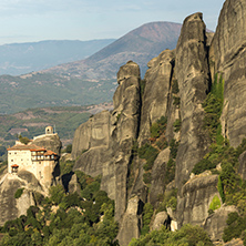 Outside view of Orthodox Monastery of St. Nicholas Anapausas in Meteora, Thessaly, Greece