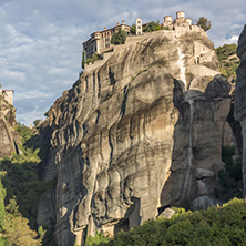 Amazing view of Rock Pillars and Holy Monasteries of Varlaam and St. Nicholas Anapausas  in Meteora, Thessaly, Greece