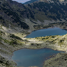 Panoramic view to Musalenski lakes from Musala Peak, Rila mountain, Bulgaria