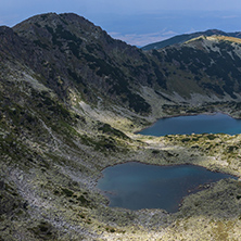 Panoramic view to Musalenski lakes from Musala Peak, Rila mountain, Bulgaria