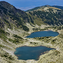 Panoramic view to Musalenski lakes from Musala Peak, Rila mountain, Bulgaria