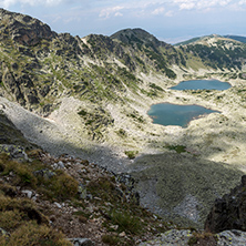 Panoramic view to Musalenski lakes from Musala Peak, Rila mountain, Bulgaria