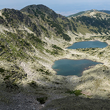 Panoramic view to Musalenski lakes from Musala Peak, Rila mountain, Bulgaria