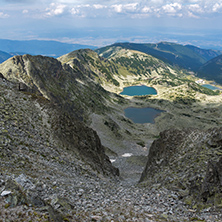 Panoramic view to Musalenski lakes from Musala Peak, Rila mountain, Bulgaria