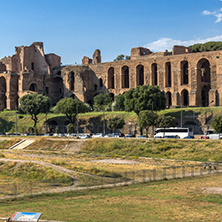 ROME, ITALY - JUNE 22, 2017: Amazing panoramic view of Circus Maximus in city of Rome, Italy