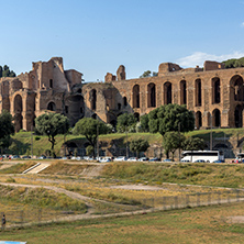 ROME, ITALY - JUNE 22, 2017: Amazing panoramic view of Circus Maximus in city of Rome, Italy