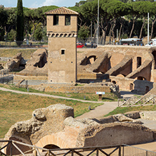 ROME, ITALY - JUNE 22, 2017: Amazing panoramic view of Circus Maximus in city of Rome, Italy