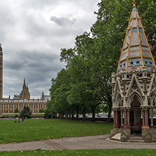 LONDON, ENGLAND - JUNE 19 2016: Victoria Tower in Houses of Parliament, Palace of Westminster,  London, England, Great Britain