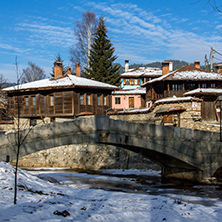 KOPRIVSHTITSA, BULGARIA - DECEMBER 13, 2013: Winter view of Old House  in historical town of Koprivshtitsa, Sofia Region, Bulgaria