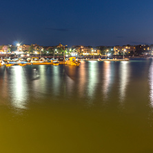 Night seascape of port and beach of Chernomorets, Burgas region, Bulgaria