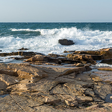 Sunset view of the rocks at the coastline of Chernomorets, Burgas region, Bulgaria