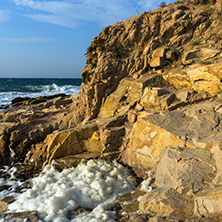 Sunset view of the rocks at the coastline of Chernomorets, Burgas region, Bulgaria