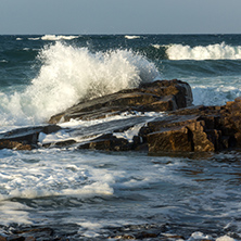 Sunset view of the rocks at the coastline of Chernomorets, Burgas region, Bulgaria