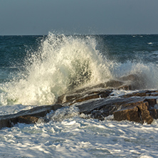 Sunset view of the rocks at the coastline of Chernomorets, Burgas region, Bulgaria