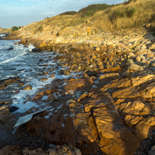 Sunset view of the rocks at the coastline of Chernomorets, Burgas region, Bulgaria