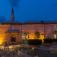 PLOVDIV, BULGARIA - AUGUST 22,  2017: Dzhumaya Mosque and Roman stadium in city of Plovdiv, Bulgaria