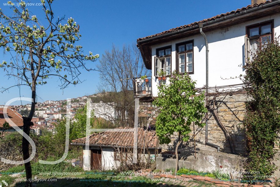 VELIKO TARNOVO, BULGARIA -  APRIL 11, 2017: Houses in old town of city of Veliko Tarnovo, Bulgaria