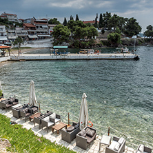 CHALKIDIKI, CENTRAL MACEDONIA, GREECE - AUGUST 25, 2014: Panorama of Coastline of town of Neos Marmaras at Sithonia peninsula, Chalkidiki, Central Macedonia, Greece