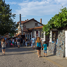 CHERNOMORETS, BULGARIA - AUGUST 16, 2017:  Typical street of village of Chernomorets, Burgas region, Bulgaria