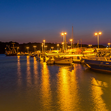 CHERNOMORETS, BULGARIA - AUGUST 14, 2017: Amazing Night seascape of port of Chernomorets, Burgas region, Bulgaria