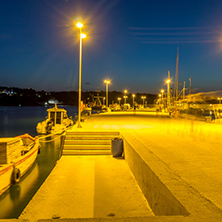 CHERNOMORETS, BULGARIA - AUGUST 14, 2017: Amazing Night seascape of port of Chernomorets, Burgas region, Bulgaria