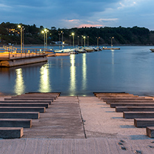 CHERNOMORETS, BULGARIA - AUGUST 15, 2017: Amazing Night seascape of port of Chernomorets, Burgas region, Bulgaria