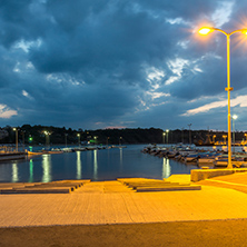 CHERNOMORETS, BULGARIA - AUGUST 15, 2017: Amazing Night seascape of port of Chernomorets, Burgas region, Bulgaria