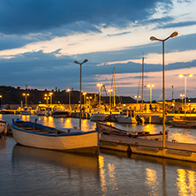 CHERNOMORETS, BULGARIA - AUGUST 15, 2017: Amazing Night seascape of port of Chernomorets, Burgas region, Bulgaria