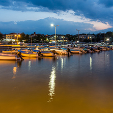 CHERNOMORETS, BULGARIA - AUGUST 15, 2017: Amazing Night seascape of port of Chernomorets, Burgas region, Bulgaria