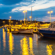 CHERNOMORETS, BULGARIA - AUGUST 15, 2017: Amazing Night seascape of port of Chernomorets, Burgas region, Bulgaria