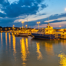 CHERNOMORETS, BULGARIA - AUGUST 15, 2017: Amazing Night seascape of port of Chernomorets, Burgas region, Bulgaria