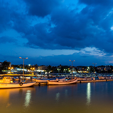 CHERNOMORETS, BULGARIA - AUGUST 15, 2017: Amazing Night seascape of port of Chernomorets, Burgas region, Bulgaria