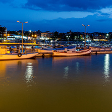 CHERNOMORETS, BULGARIA - AUGUST 15, 2017: Amazing Night seascape of port of Chernomorets, Burgas region, Bulgaria