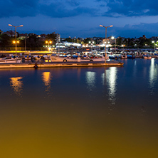 CHERNOMORETS, BULGARIA - AUGUST 15, 2017: Amazing Night seascape of port of Chernomorets, Burgas region, Bulgaria