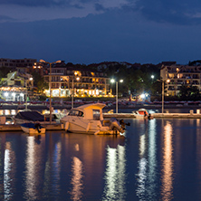 CHERNOMORETS, BULGARIA - AUGUST 15, 2017: Amazing Night seascape of port of Chernomorets, Burgas region, Bulgaria