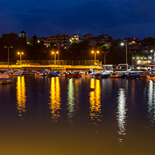 CHERNOMORETS, BULGARIA - AUGUST 15, 2017: Amazing Night seascape of port of Chernomorets, Burgas region, Bulgaria